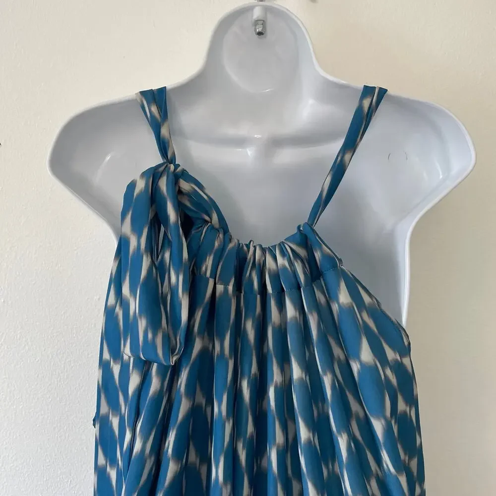 Diarrablu Gnoor Dress 2XL Blue Ikat Geometric Flowy Resort Maxi Vacation Flounce - Picture 6 of 11